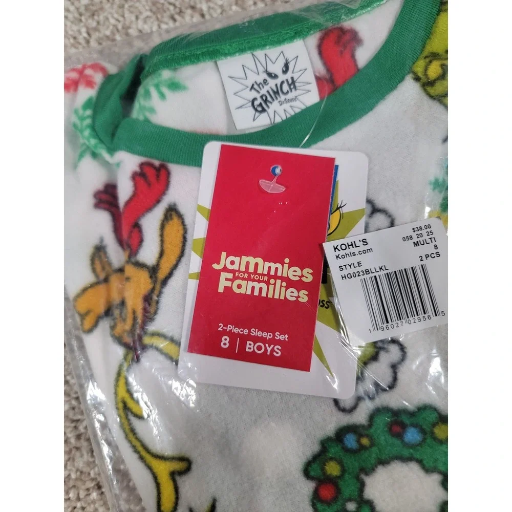 Jammies For Your Families Pajama Set How the Grinch Stole Christmas Boys Size 8